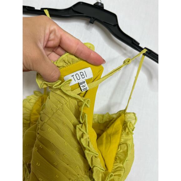 TOBI Bardot Square Neckline Off the Shoulder Ruched Green Sundress Dress XS - Picture 6 of 6